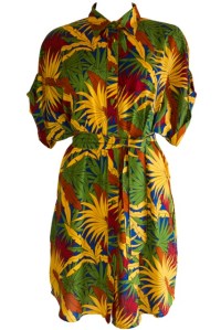 RR940 LEXI 80'S SHIRT DRESS TROPICAL DAZE BLUE GREEN